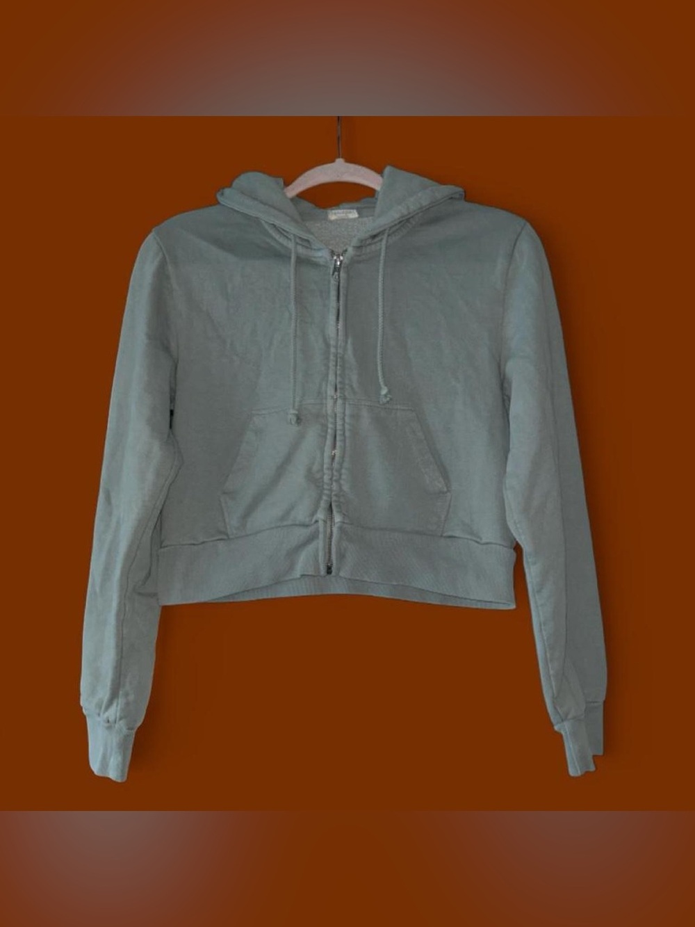 Brandy Melville Light Sage Zip-Up Hoodie Jacket